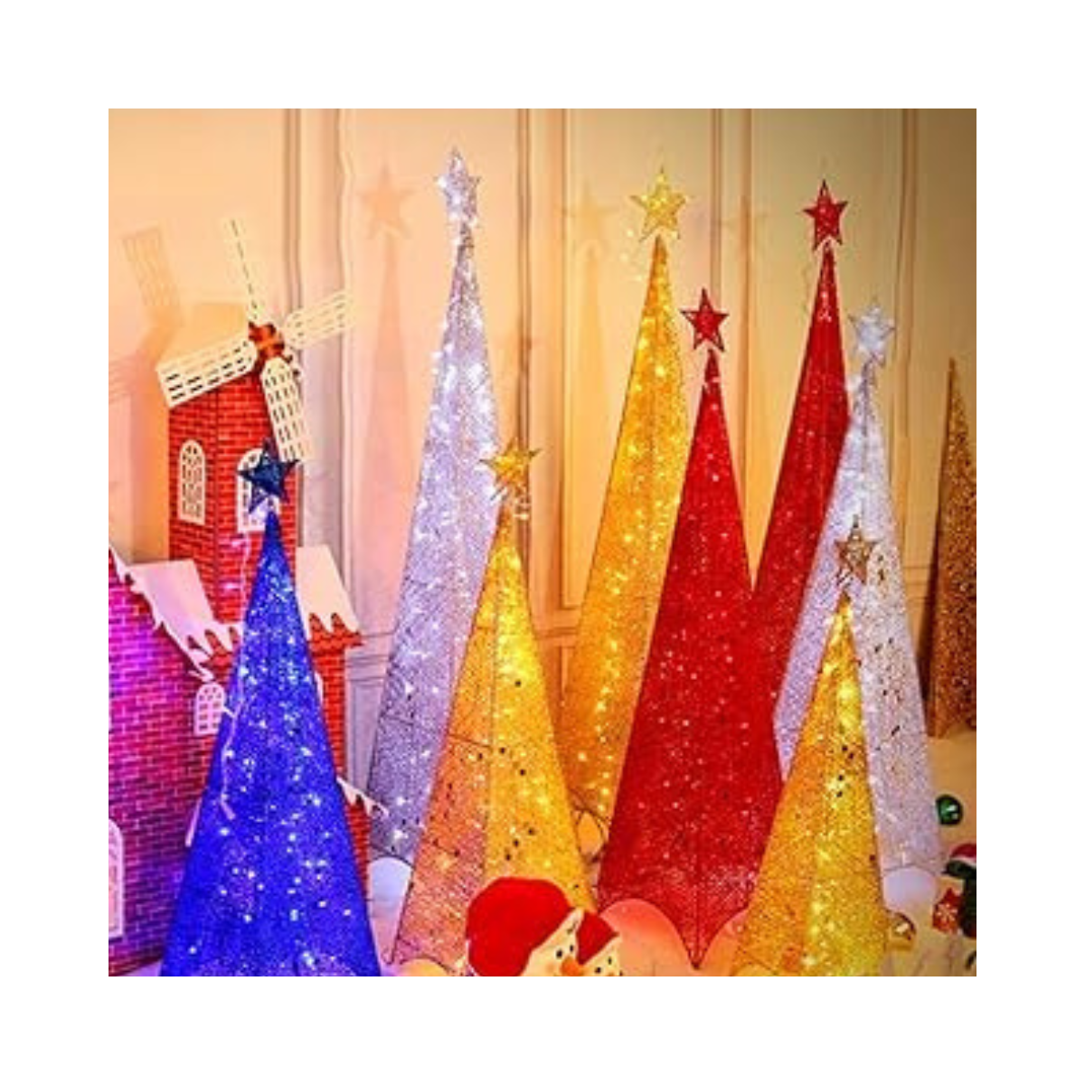 Árbol de Navidad LED Piramidal 210 cm - Moderno y Fácil de Armar